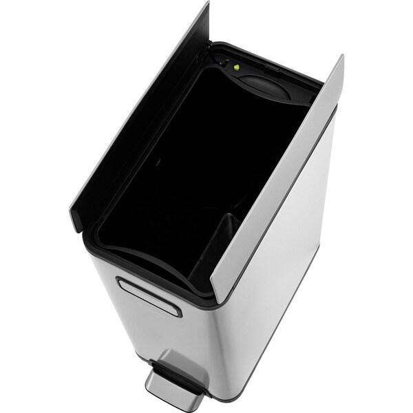 Global Industrial Rectangle Hands Free Trash Can, Silver, Stainless Steel - 641593SS