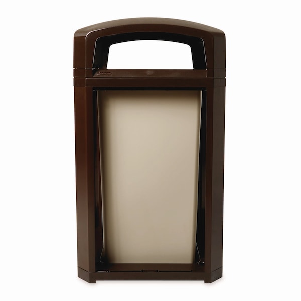 Rubbermaid Commercial 50 gal Square Waste Receptacles, Sable, Open Side, Plastic - FG397500SBLE