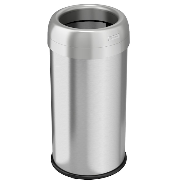 Hls Commercial 16 gal Round Trash Can, Silver, Stainless Steel - HLS16STR