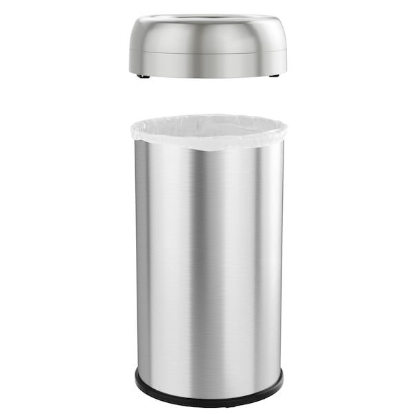 Hls Commercial 16 gal Round Trash Can, Silver, Stainless Steel - HLS16STR