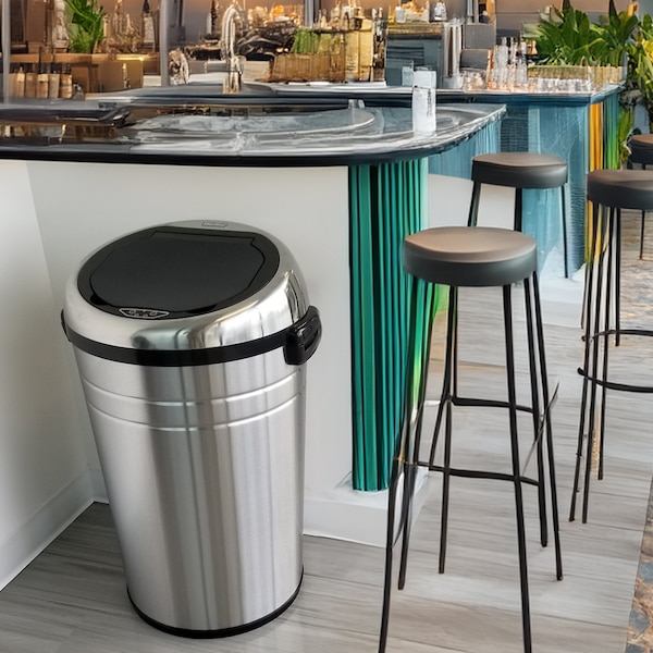 Hls Commercial 23 gal Round Trash Can, Silver, Stainless Steel - HLS23RC