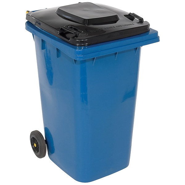 Vestil 64 gal Square Trash Can, Blue, Lift Up, HDPE - TH-64-BLU