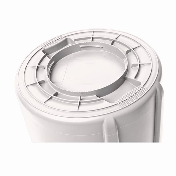 Rubbermaid Commercial 20 gal Round Trash Can, White, Open Top, Plastic - FG262000WHT
