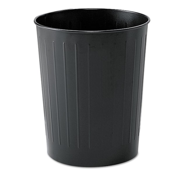 Safco 235 qt Round Trash Can, Black, Open Top, Steel - 9604BL