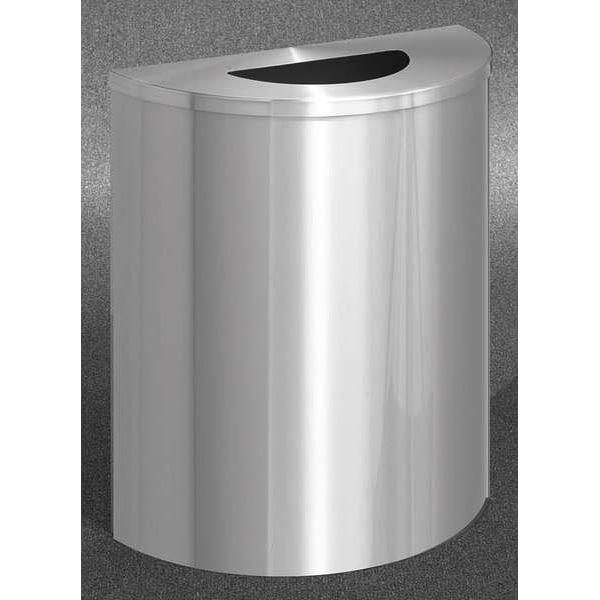 Glaro 29 gal Half-Round Trash Can, Satin Aluminum, 24" Dia, Open Top, Aluminum - 2491-SA-SA