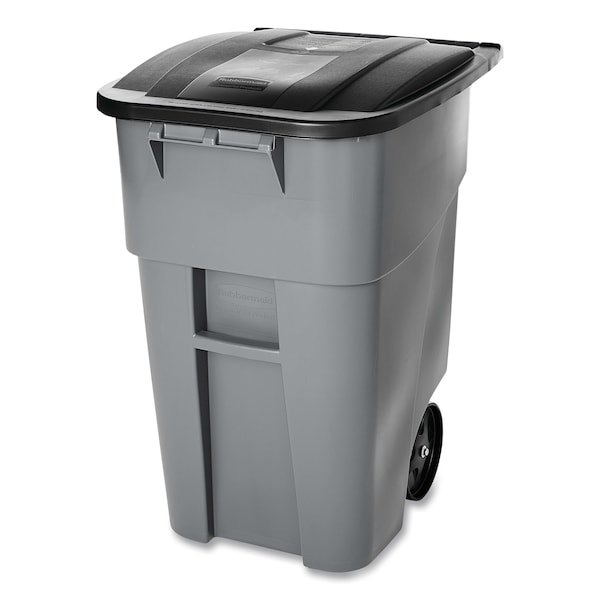 Rubbermaid Commercial 50 gal Square Trash Can, Gray, Top Door, Plastic - FG9W2700GRAY
