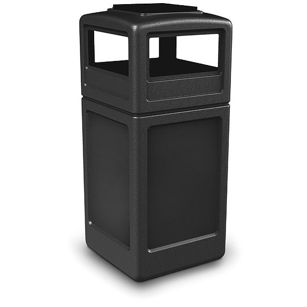 Commercial Zone Products 42 gal Square Trash Can, Black, Dome Lid, Polyethylene - 73300199