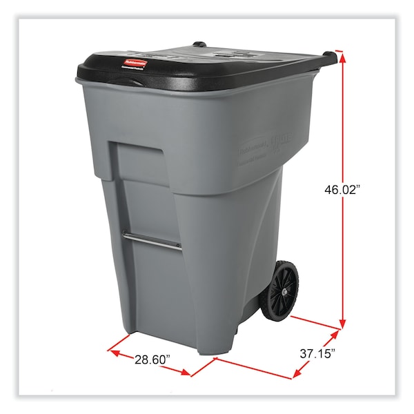 Rubbermaid Commercial 95 gal Rectangular Prism Trash Can, Gray, Open Top, MDPE, HDPE - 9W2200