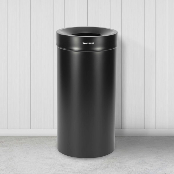 Alpine Industries 54 Gallon 2-Stream Stainless Steel Trash Can Black - ALP475-27-BLK