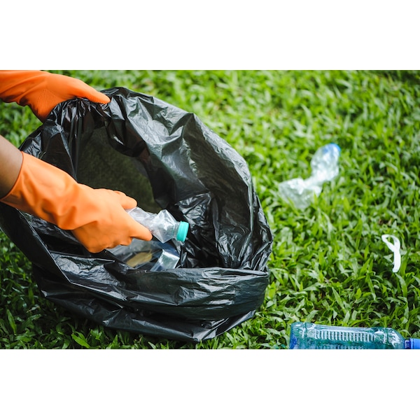 Zoro Recycled Trash Bags: 55 gal Capacity, 41 in x 54 in, 1.5 mil Thick, Black, 100 PK - 396GJ3