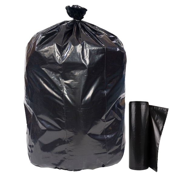 Zoro Recycled Trash Bags: 55 gal Capacity, 41 in x 54 in, 1.5 mil Thick, Black, 100 PK - 396GJ3