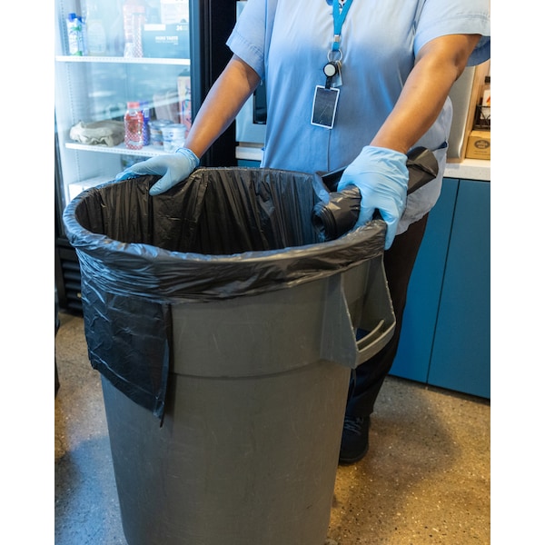 Zoro Recycled Trash Bags: 55 gal Capacity, 41 in x 54 in, 1.5 mil Thick, Black, 100 PK - 396GJ3