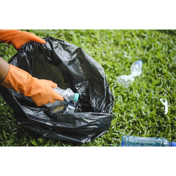 Zoro Recycled Trash Bags: 60 gal Capacity, 38 in x 58 in, 2 mil Thick, Black, 50 PK - 396GK9
