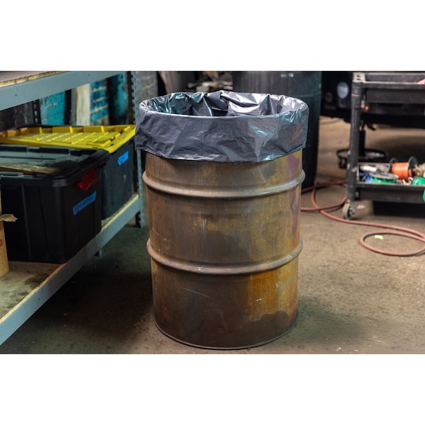 Zoro Recycled Trash Bags: 60 gal Capacity, 38 in x 58 in, 2 mil Thick, Black, 50 PK - 396GK9