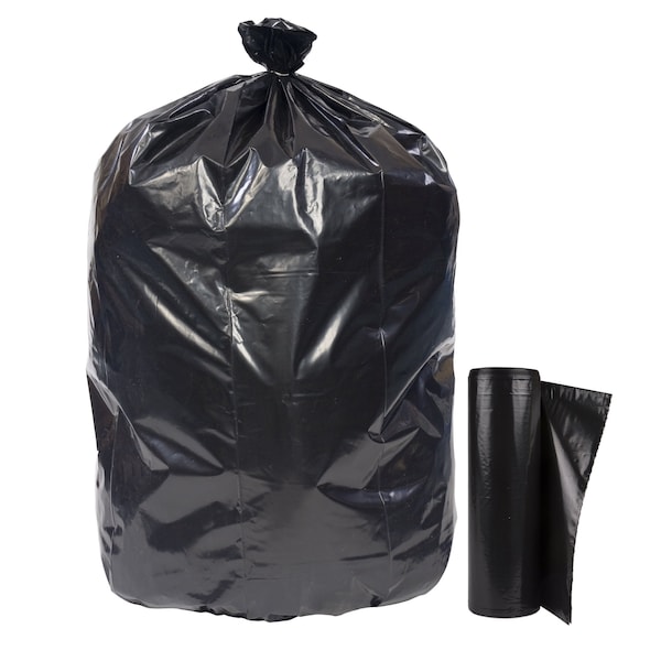 Zoro Recycled Trash Bags: 60 gal Capacity, 38 in x 58 in, 2 mil Thick, Black, 50 PK - 396GK9