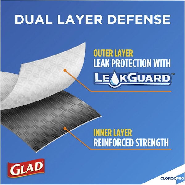 Glad 13 gal Trash Bags, 24 in x 27 1/2 in, Extra Heavy-Duty, 0.78 mil, White - 78526