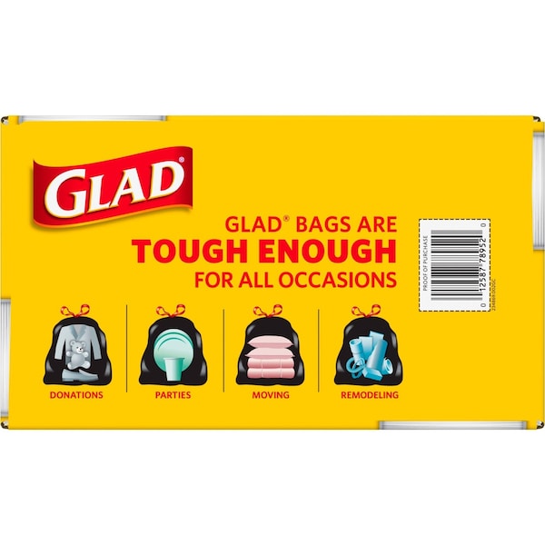 Glad 30 gal Trash Bags, 30 in x 33 in, Extra Heavy-Duty, 1.05 mil, Black - 78952