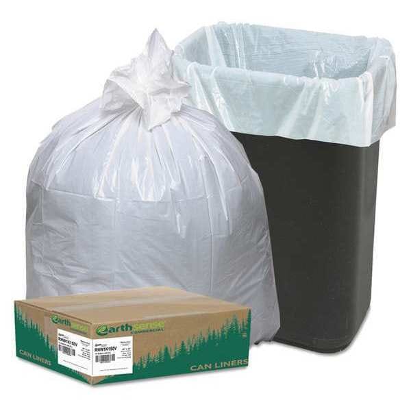 Earthsense Commercial 13 gal Trash Can Liners, 24 in x 33 in, Extra Heavy-Duty, 0.85 mil, White - RNW1K150V