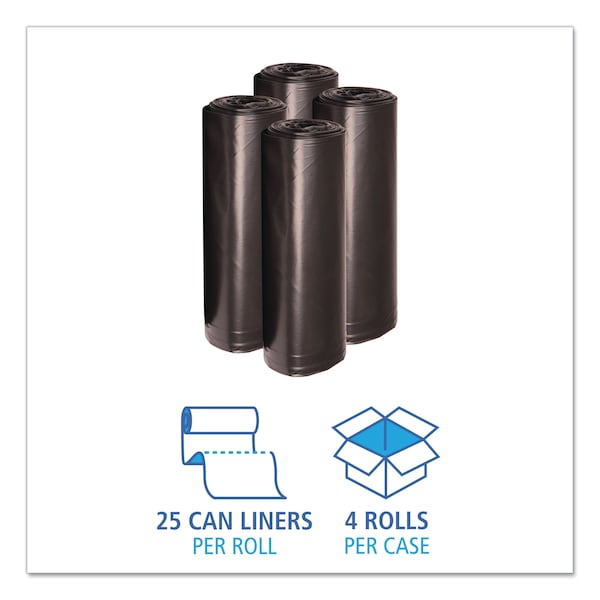 Boardwalk 60 gal Trash Bags, 47 in x 38 in, Extra Heavy-Duty, 1.2 mil, Black - BWK 519