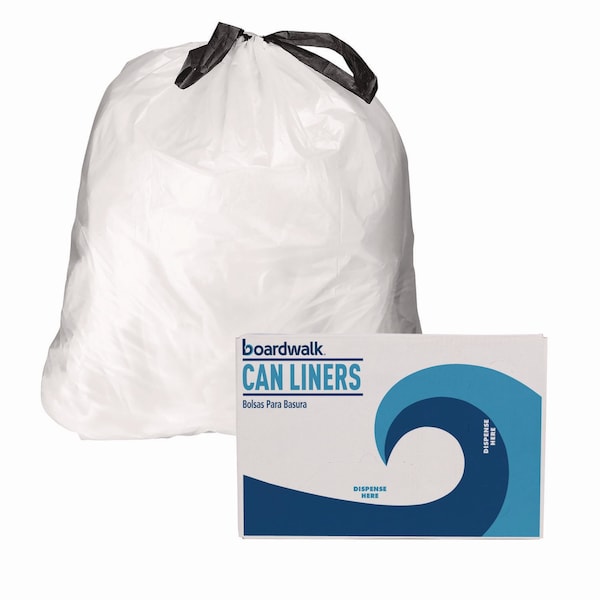 Boardwalk 13 gal Trash Bags, 24.5 in x 27.4 in, Regular-Duty, .8 M, White - BWK1DK100