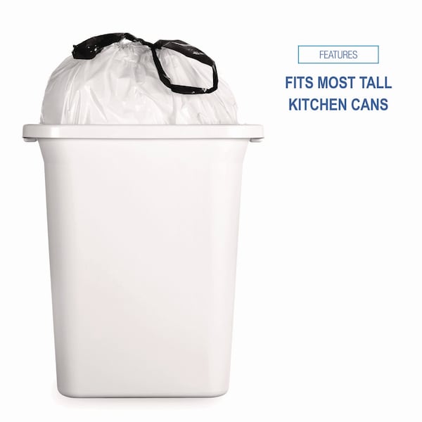 Boardwalk 13 gal Trash Bags, 24.5 in x 27.4 in, Regular-Duty, .8 M, White - BWK1DK100