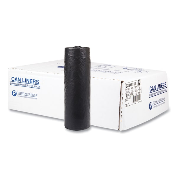Inteplast Group 33 gal Trash Bags, 33 in x 40 in, Heavy-Duty, 16 microns, Black, 250 PK - S334016K