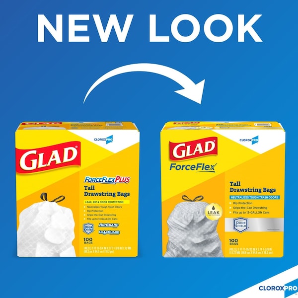 Glad 13 gal Trash Bags, 24 in x 25 in, Extra Heavy-Duty, 0.82 mil, White - 70427