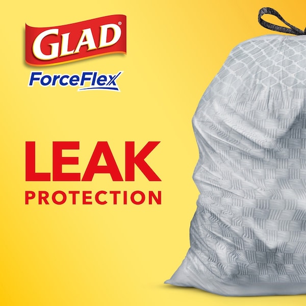 Glad 13 gal Trash Bags, 24 in x 25 in, Extra Heavy-Duty, 0.82 mil, White - 70427