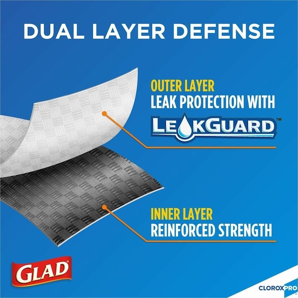 Glad 13 gal Trash Bags, 24 in x 25 in, Extra Heavy-Duty, 0.82 mil, White - 70427