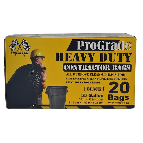 Ips 55 gal Trash Bags, 2 mm, 20 PK - 13-11109