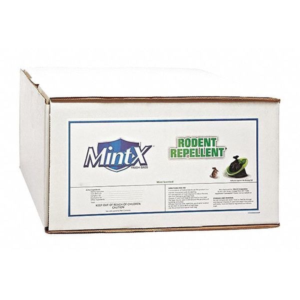 Mint-X 56 gal Rodent-Repellent Recycled Trash Bags, 43 in x 47 in, Super Heavy-Duty, 1.3 mil, Black, 100 Pk - MX4347XHB