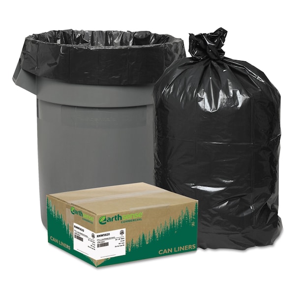 Earthsense Commercial 60 gal Trash Bags, 38 in x 58 in, Super Extra Heavy-Duty, 2 mil, Black, 100 PK - RNW5820