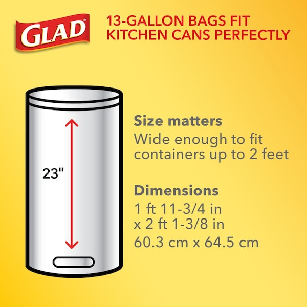 Glad 13 gal Trash Bags, 24 in x 27 in, 0.72 mil, White - 78902