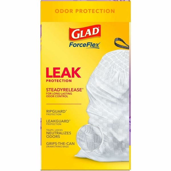 Glad 13 gal Trash Bags, 24 in x 27 in, 0.72 mil, White - 78902