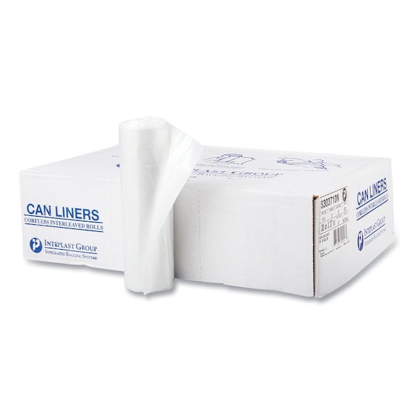 Inteplast Group 30 gal Trash Bags, 30 in x 37 in, Medium-Duty, 10 microns, Clear, 500 PK - S303710N