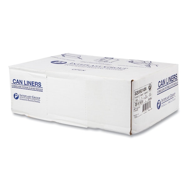 Inteplast Group 60 gal Trash Bags, 38 in x 60 in, Heavy-Duty, 14 microns, Clear, 200 PK - S386014N