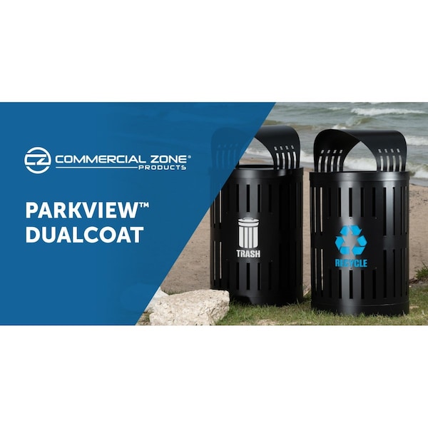 Commercial Zone Products Recycling Container, Canopy Lid, Black - 72888499