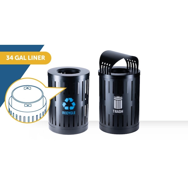 Commercial Zone Products Recycling Container, Canopy Lid, Black - 72888499