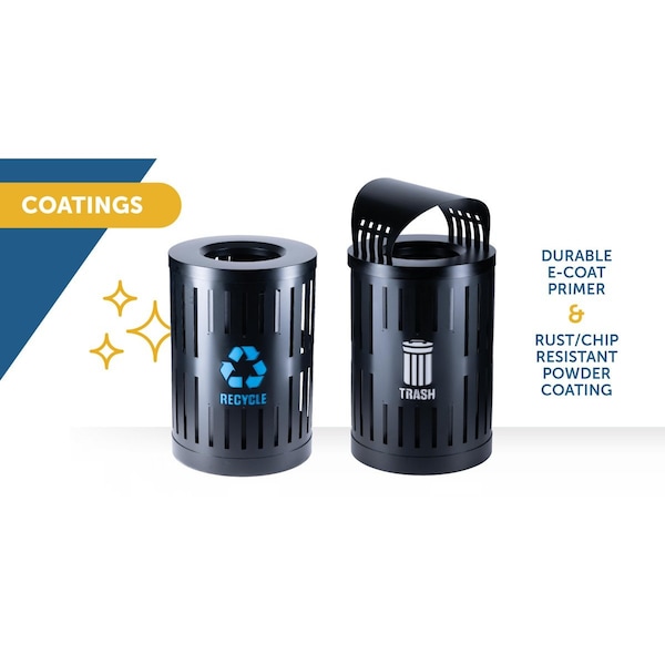 Commercial Zone Products Recycling Container, Canopy Lid, Black - 72888499