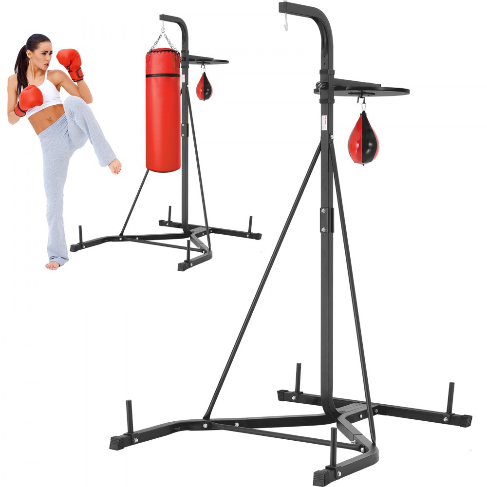 VEVOR 2 in 1 Punching Bag Stand, Steel Heavy Duty Workout Equipment, Adjustable Height Boxing Punching Bag and Speed Bag Stand, Freestanding Sandbag Rack, Holds Up to 400 lbs, for Home Gym Fitness - SDJQJDJ64478WFW8XV0