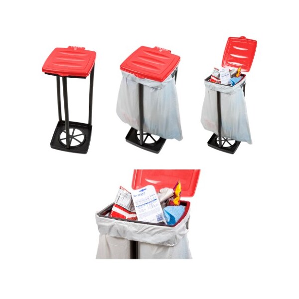 Leisure Sports Portable Trash Bag Holder Collapsible for Garbage, Indoor/Outdoor Use for Camping Recycling (Red) - 196711TKF