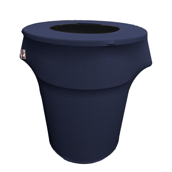 Keen SpandexCover55G-NavyX72 Stretch Spandex Trash Can Cover 55 gal Round, Navy - KE368901
