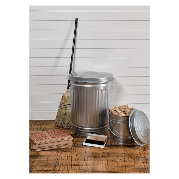 Behrens 31 gal Round Trash Can, Silver, with a lid, Galvanized Steel - 1270