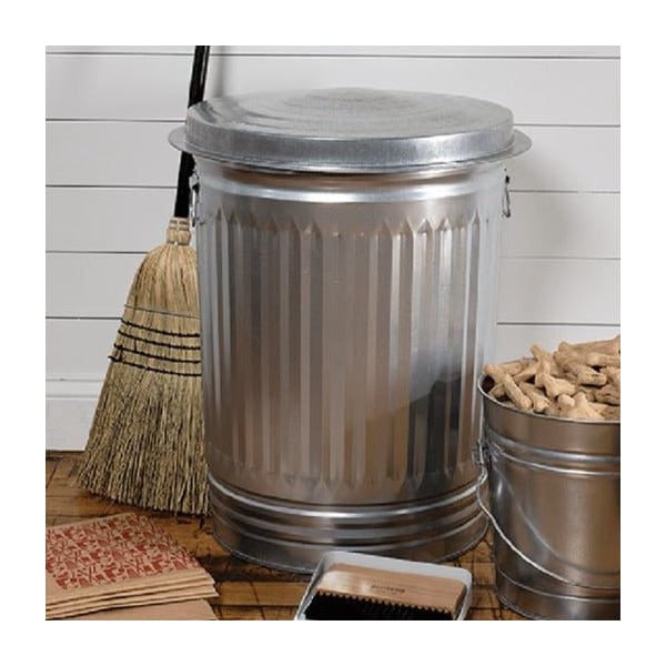 Behrens 20 gal Round Trash Can, Silver, with a lid, Steel - 1211