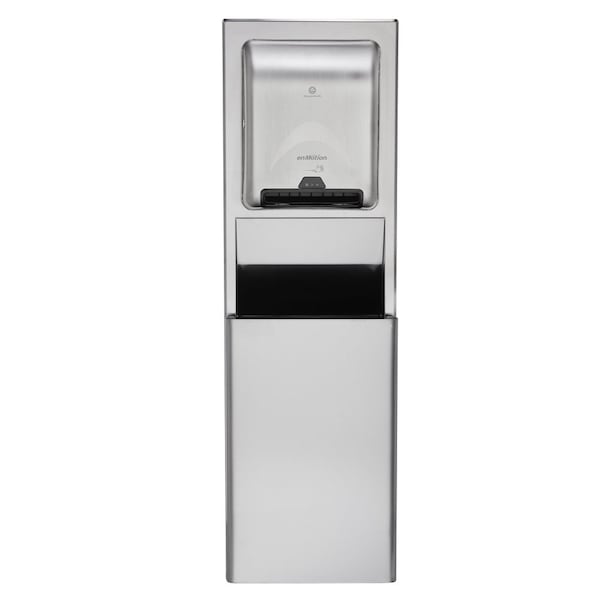 Georgia-Pacific 10 gal Rectangular Trash Can, Silver, 17 1/4 in Dia, Stainless Steel - 59491