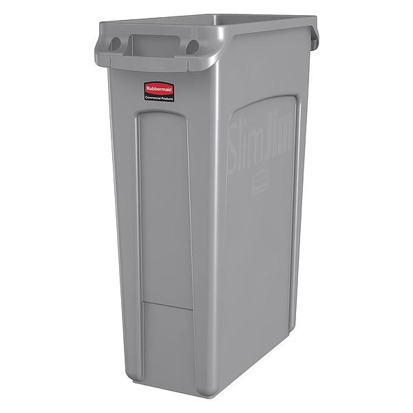 Rubbermaid Commercial 23 gal Rectangular Trash Can, Gray, 11 in Dia, Open Top, Plastic - FG354060GRAY