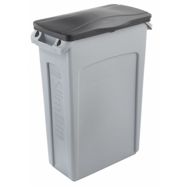 Rubbermaid Commercial 23 gal Rectangular Trash Can, Gray, 11 in Dia, Open Top, Plastic - FG354060GRAY