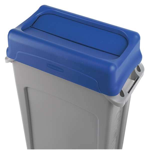 Rubbermaid Commercial 23 gal Rectangular Trash Can, Gray, 11 in Dia, Open Top, Plastic - FG354060GRAY