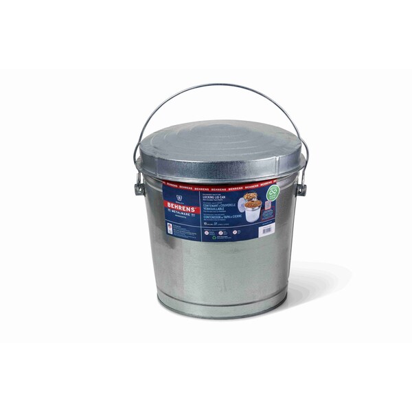 Behrens 10 gal Round Trash Can, Silver, with a lid, Galvanized Steel - 6110