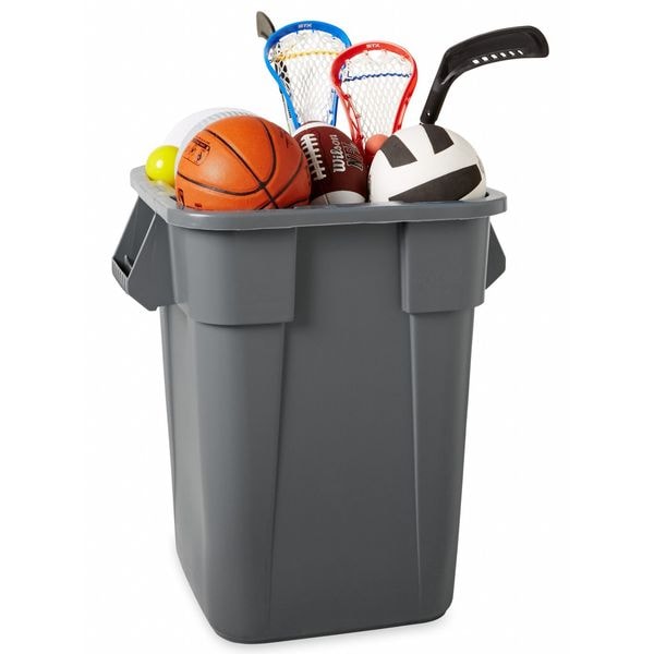 Rubbermaid Commercial 40 gal Square Trash Can, Gray, 27 in Dia, Open Top, LLDPE - FG353600GRAY